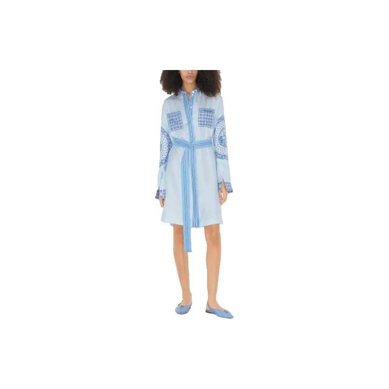 Burberry Monument print Belted Silk Shirt Dress-1