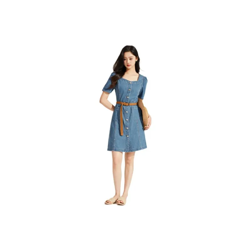 Hotwind Short Sleeved Dress Women's Blue-2