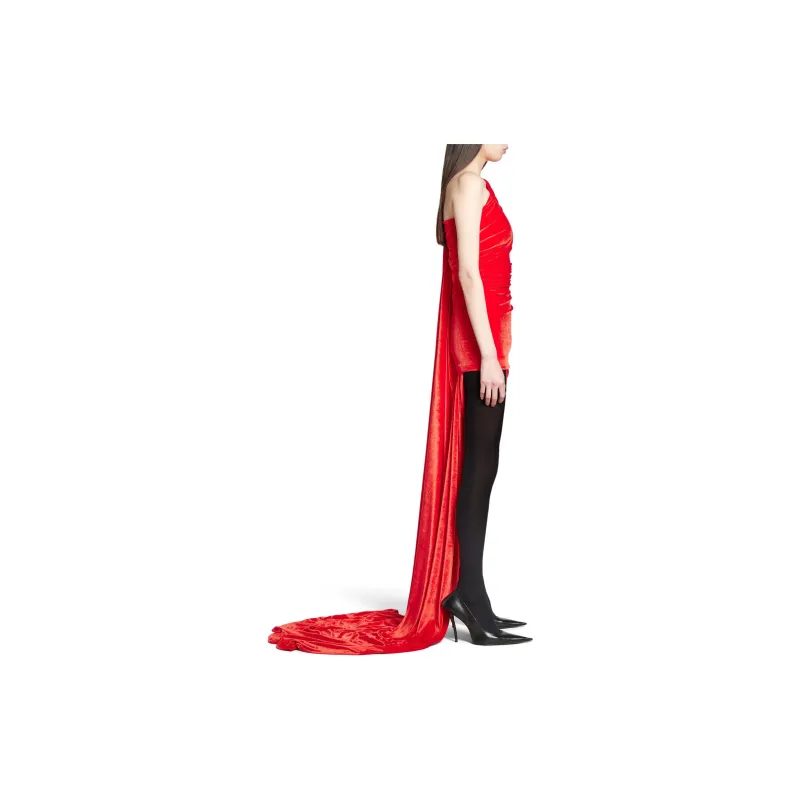 Balenciaga Asymmetric Dress 'Red'-4