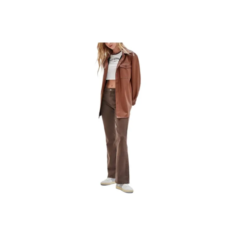 GUESS Originals Faux-Leather Shirt Jacket Jackets Coats Women's Salt Camel Hair-2