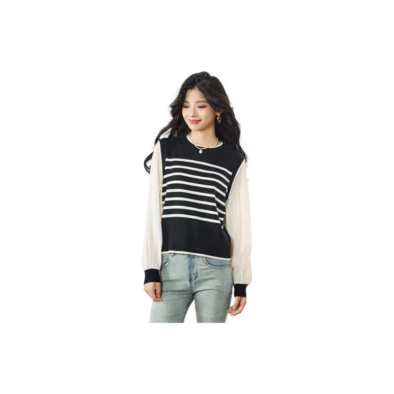 Yi Mengyuan Sweater Women's Black White-3
