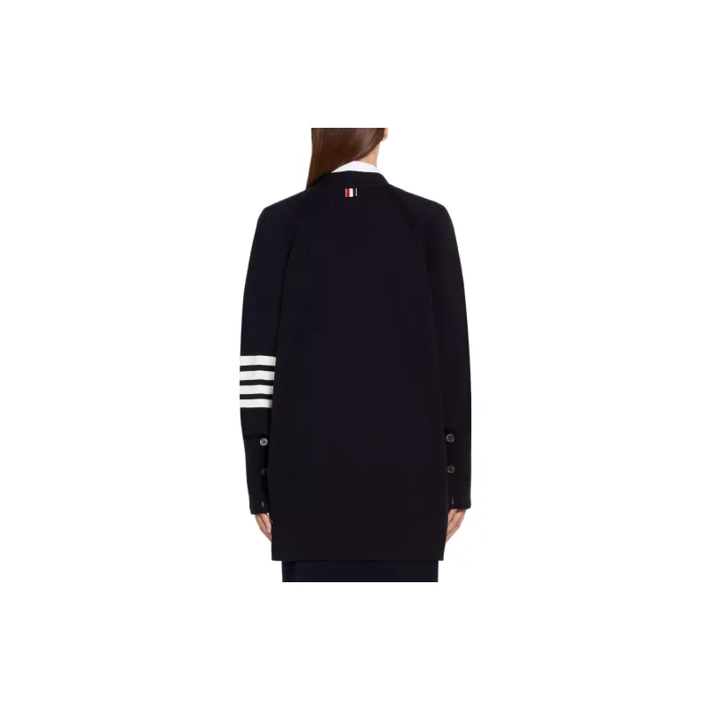 THOM BROWNE 4 Bar Long Sleeved Knit Cardigan-3