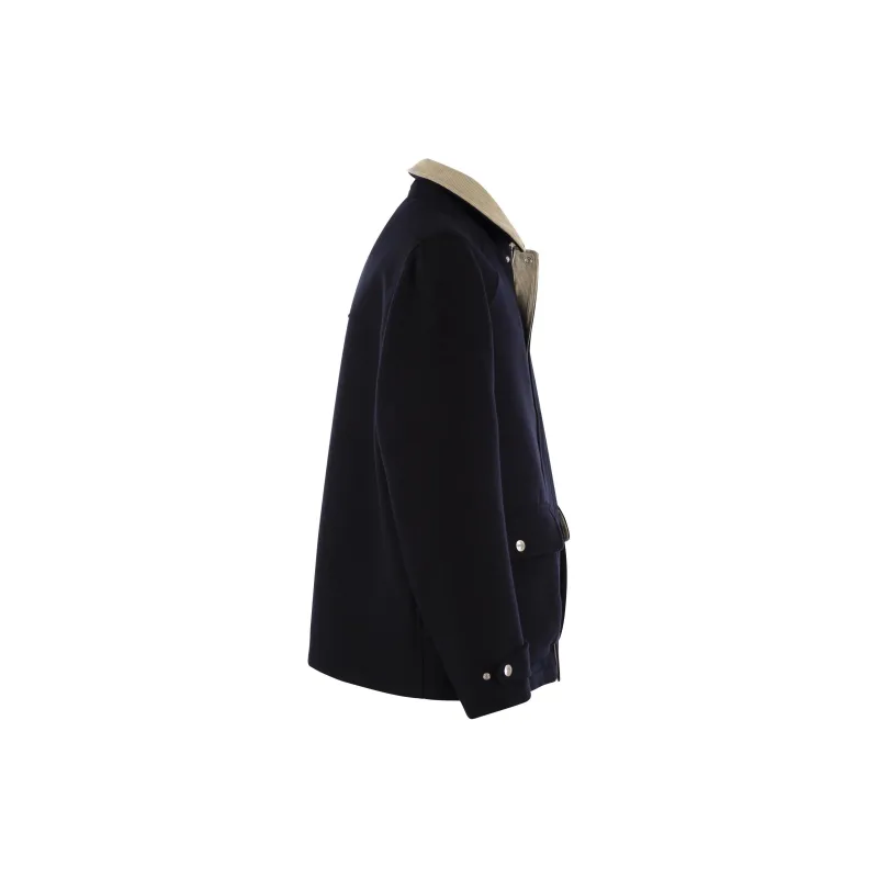 Brunello Cucinelli Corduroy Collar Press Stud Shirt Jacket-2
