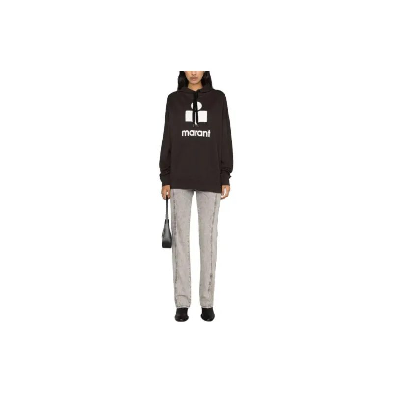 ISABEL MARANT ETOILE Mansel Flocked Logo Drawstring Hoodie-2