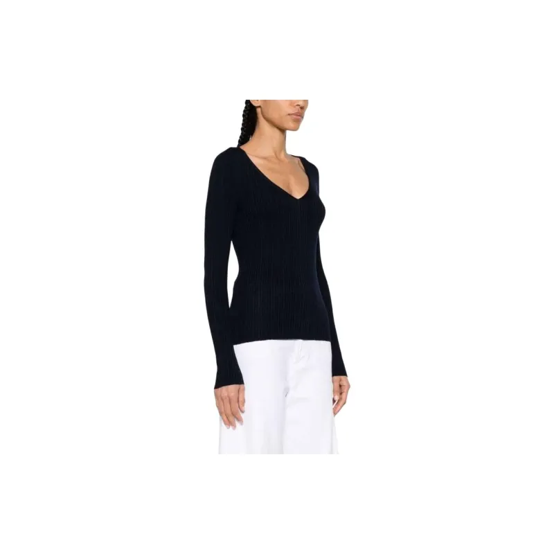 THEORY V neck Rib Knit Top-3
