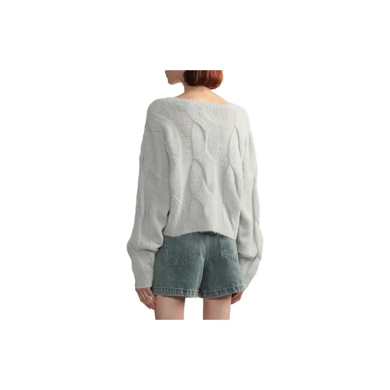 Izzue V neck Cable knit Jumper-9