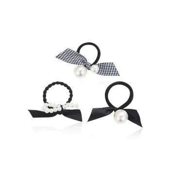 Yiru Fabric Bead Rubber Band Hair Tie Women's