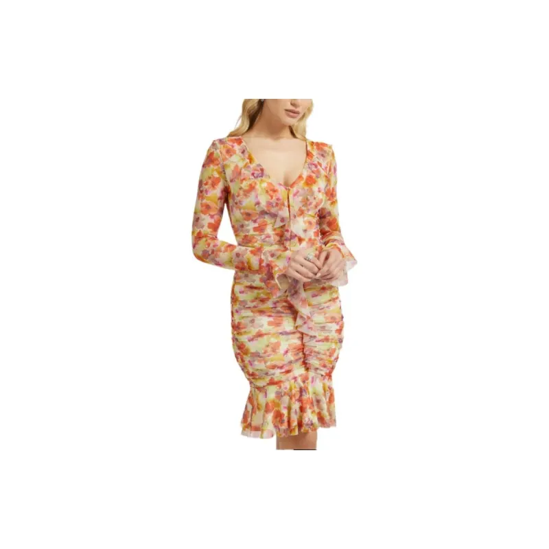 GUESS Long-Sleeved Dresses Women's Yellow-3