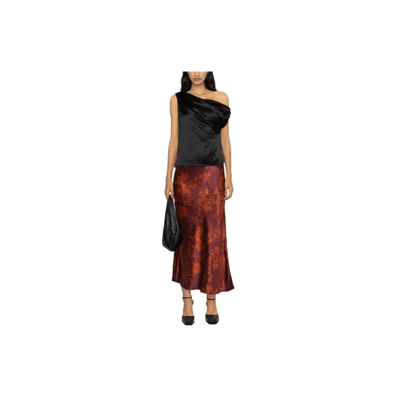 Reformation Casual Long Skirts Women's Rose Red-1