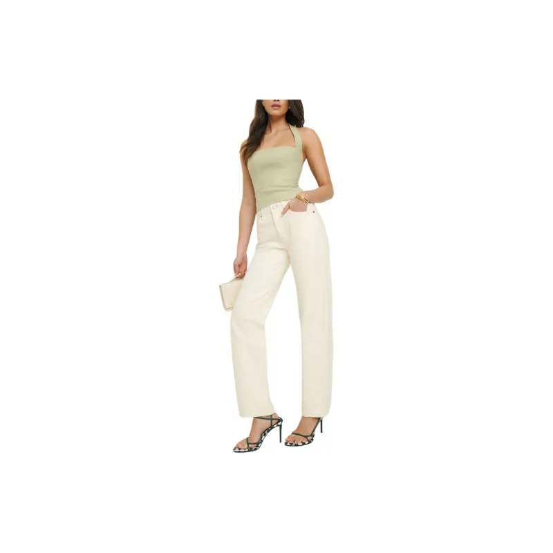 REFORMATION Malika Linen Top Camisole Women's Dry Vanilla-2