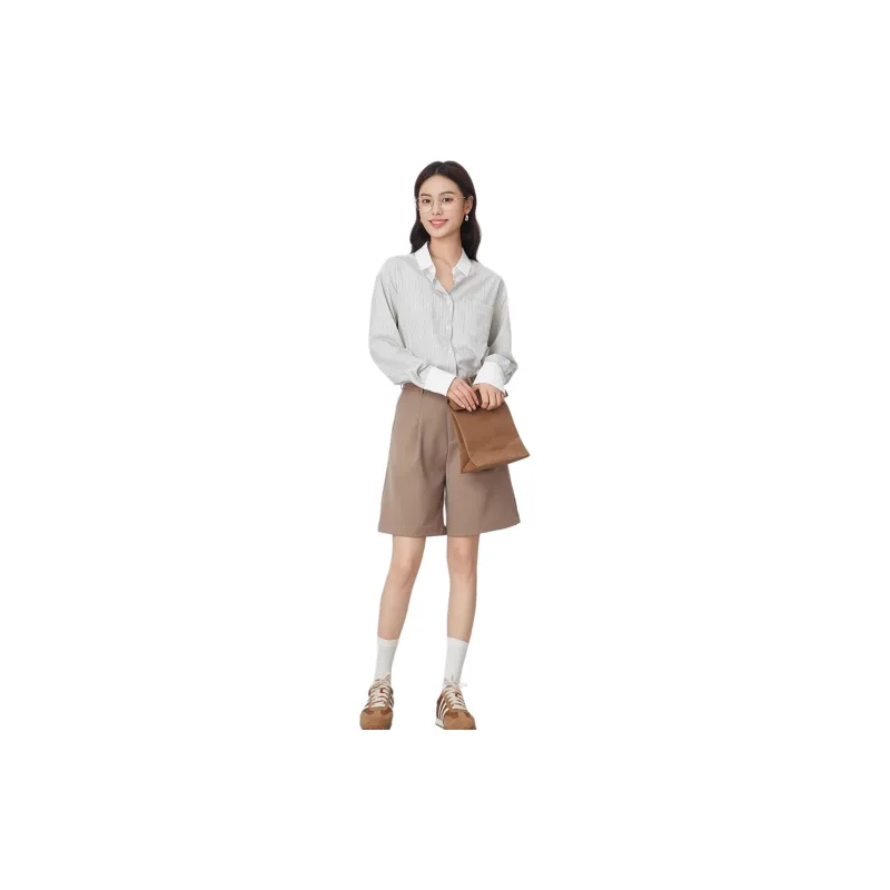 Dajia Poetry Shirt Women's Brown Stripes-2
