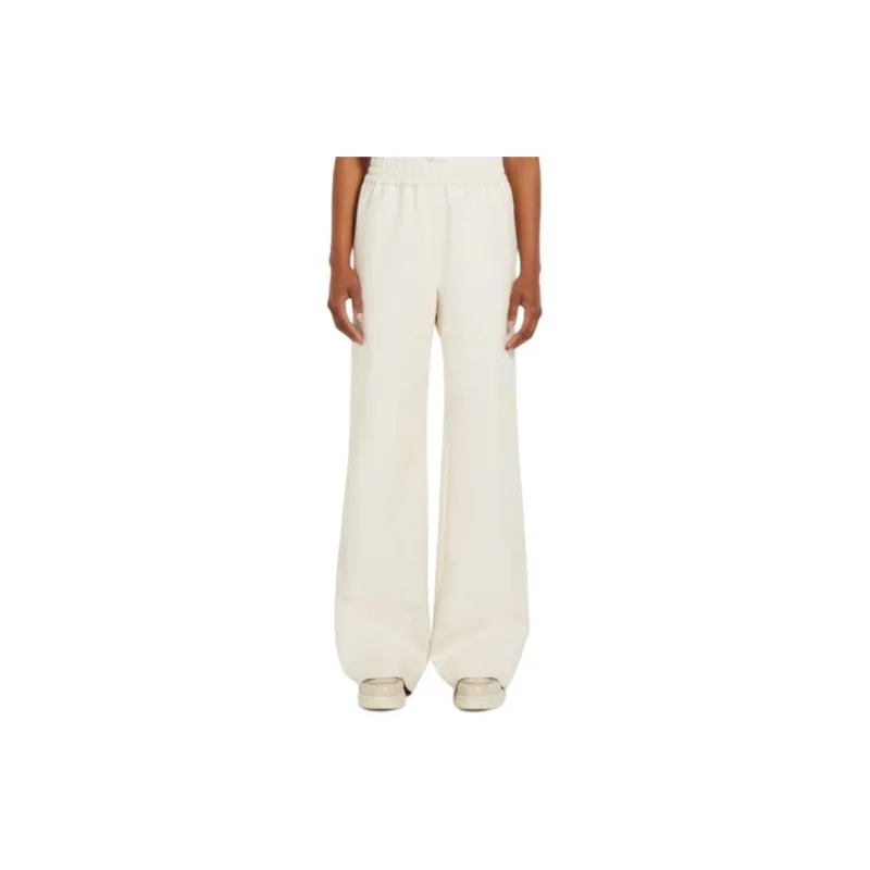 WEEKEND MaxMara Brezza Collection Coated Fabric Palazzo Trousers Casual Pants Women's White-2