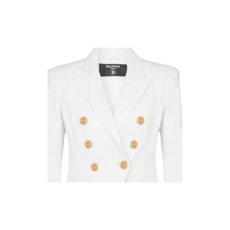 BALMAIN 6 Button Double breasted Denim Blazer-5