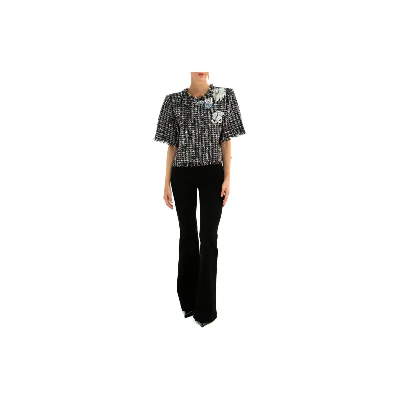BALMAIN Appliqué Tweed T shirt-1
