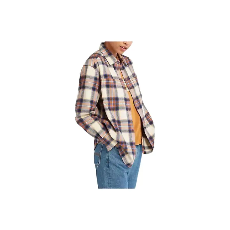 Timberland Flannel Overshirt Shirt Women's Burnt Ochre-5