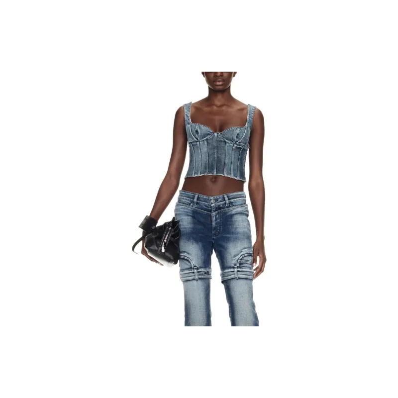 OFF WHITE Bustier Sleeveless Denim Top-1