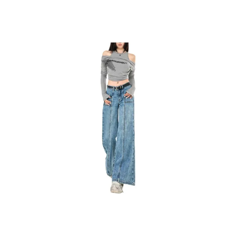 YINLEI Jeans Women's Snowflake Blue-4