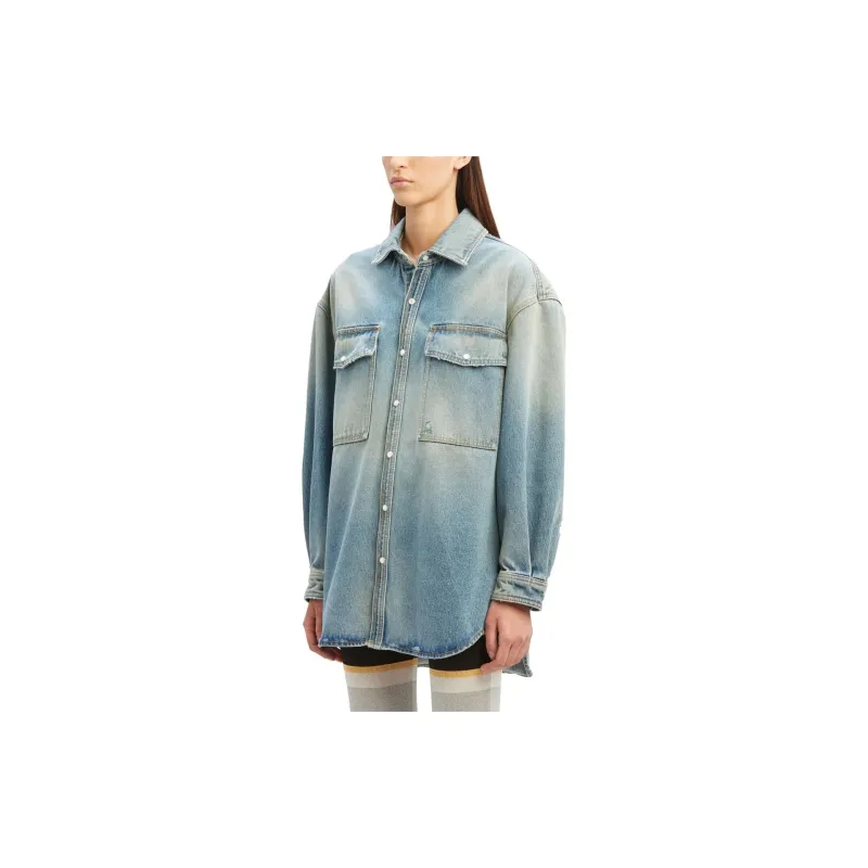 PALM ANGELS Embroidered design Denim Shirt-4