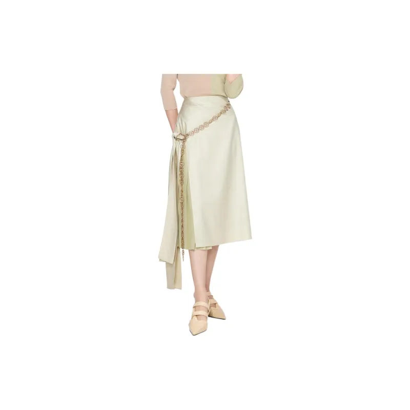 BBLLUUEE Casual Long Skirt Women's Spruce Willow Green-0