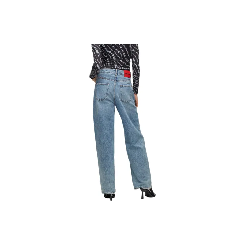 HUGO BOSS Relaxed-Fit Jeans In Blue Rigid Denim Jeans Women's Light Blue-2