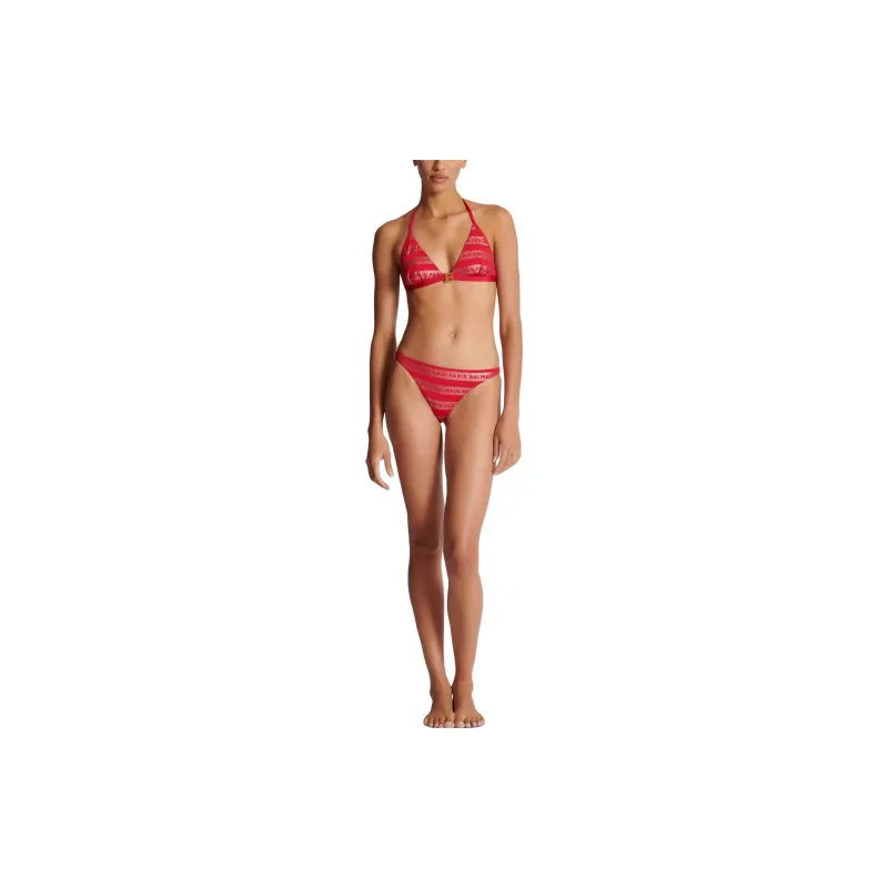 BALMAIN Logo-print Triangle Bikini Set-3