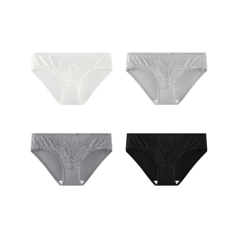 YOUNGYELL 5A Antibacterial 100% Cotton Crotch Low Rise Women's Underpants Women's 4 Pack-3