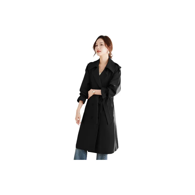 TERRE BLEUE Trench Coat Women's Black-6
