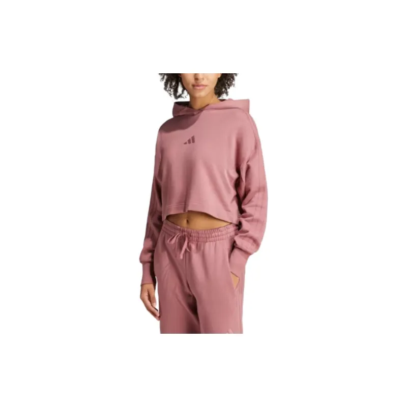 Adidas All SznSportswear French Terry 3-Stripes Hoodie Sweatshirt Women's Deep Red-1