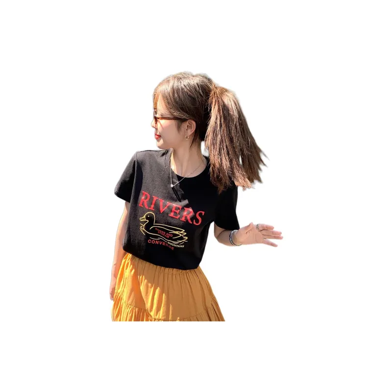 Tonlion T Shirts Women's Black-4