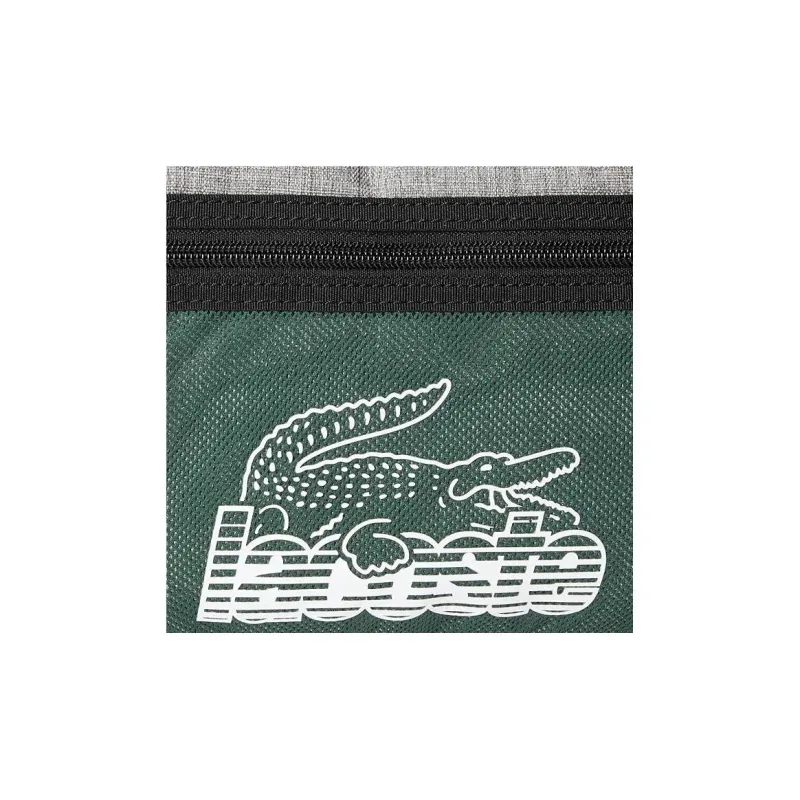 LACOSTE Recycled Polyester Shoulder Bag, Crossbody Bag Men's Gray & China Green-3