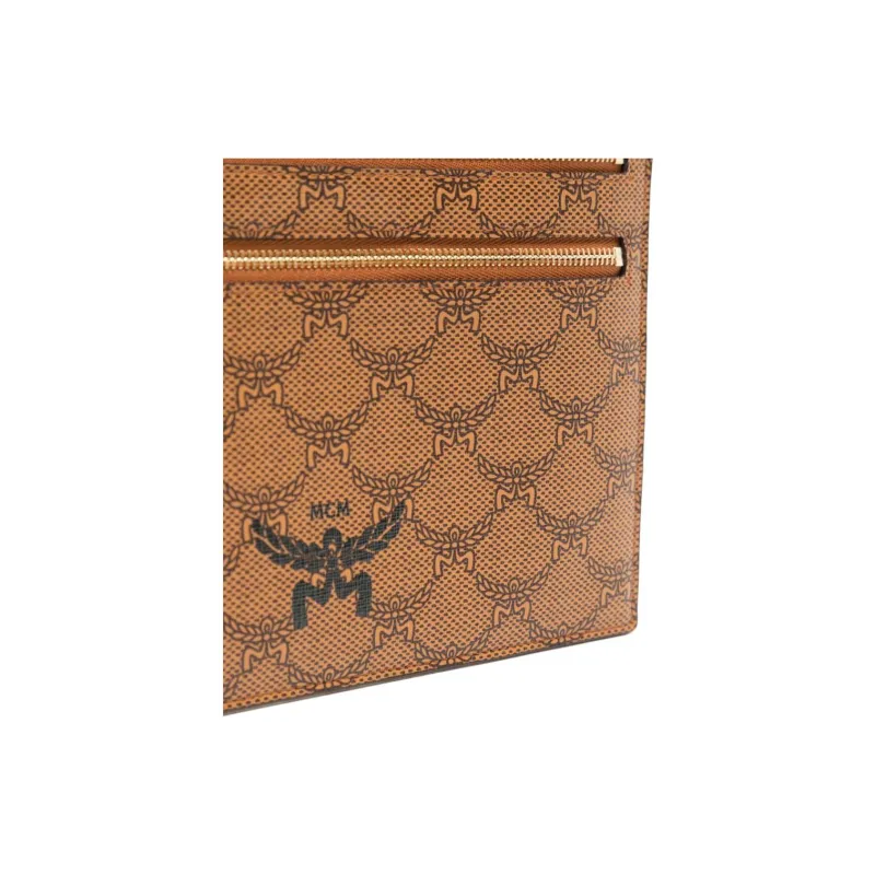 MCM Canvas With Leather Trim Canvas Bag, Clutch, Shoulder Bag, Crossbody Bag Trumpets Men's Cognac-2