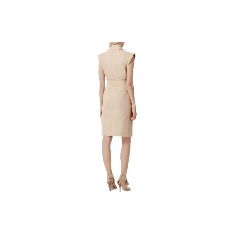 Burberry Sleeveless Dress Women's Beige-3
