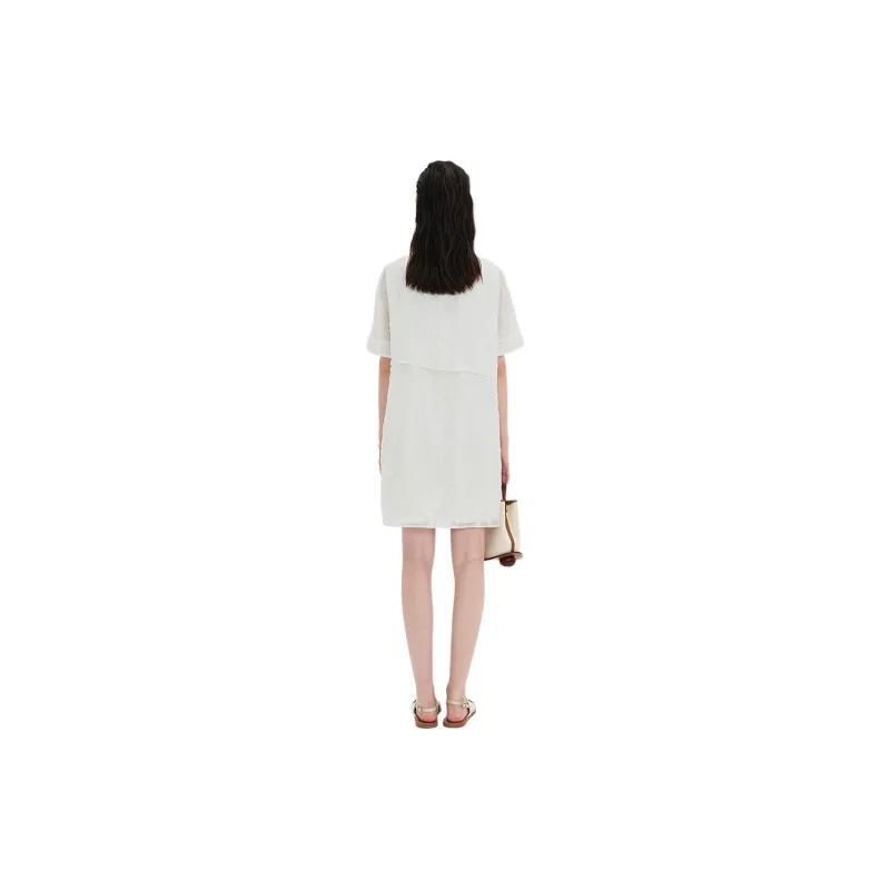 Self Who Short Sleeved Dresses Women's White-1