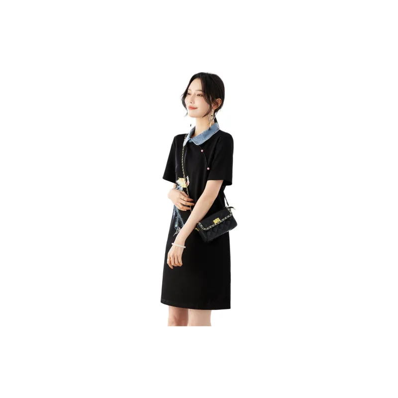 TERRE BLEUE Short Sleeved Dresses Women's Black-2