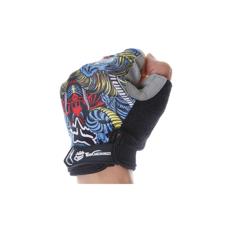 HNJ Riding Equipment Cycling Glove Outdoor Sports Unisex Polyester 15.5*10.5cm Gray-2