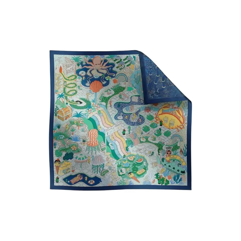 HERMES Silk Scarves Women's Marine Blue-1
