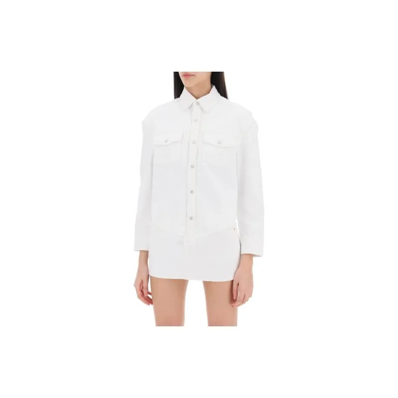 WARDROBE.NYC Cropped Denim Jacket-1