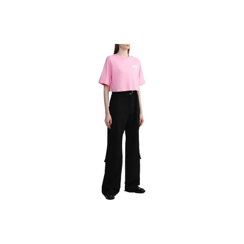 MSGM Drop Shoulder Sleeve T Shirt Women's Rose Pink-3