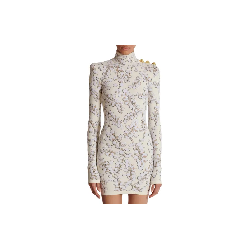BALMAIN Redcurrant Jacquard knit Mini Dress-4