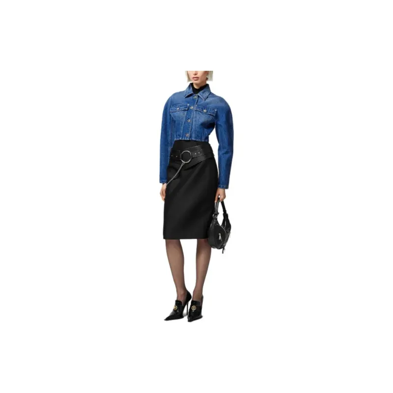 VERSACE Rounded Crop Denim Jacket 'Medium Blue'-1