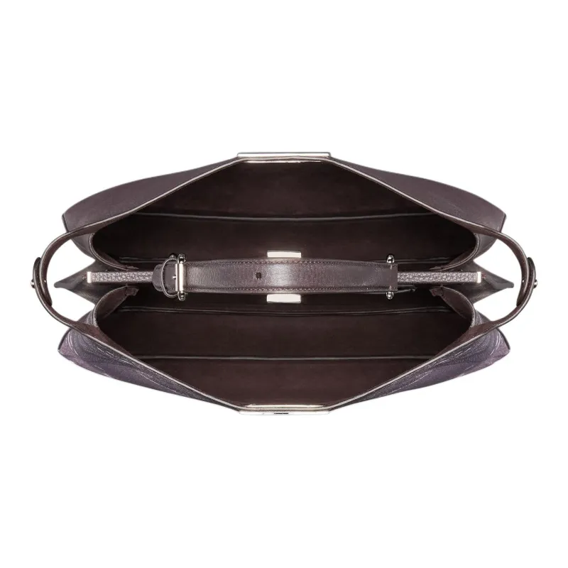 FENDI Peekaboo Calfskin One Shoulder Handbags Large Size Women's Dark Purple-4