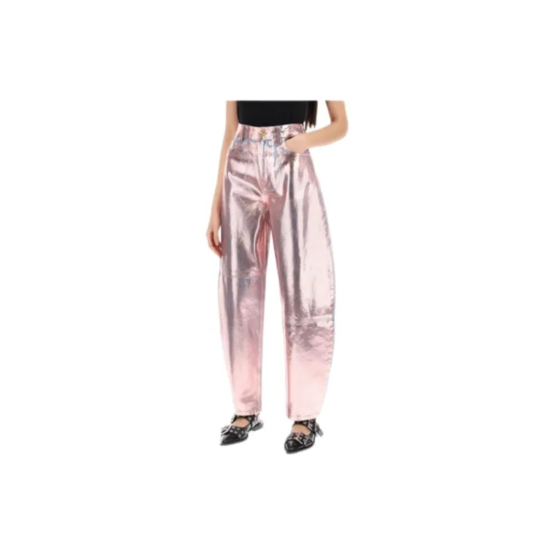 GANNI Foil Stary High-rise Tapered-leg Jeans-1