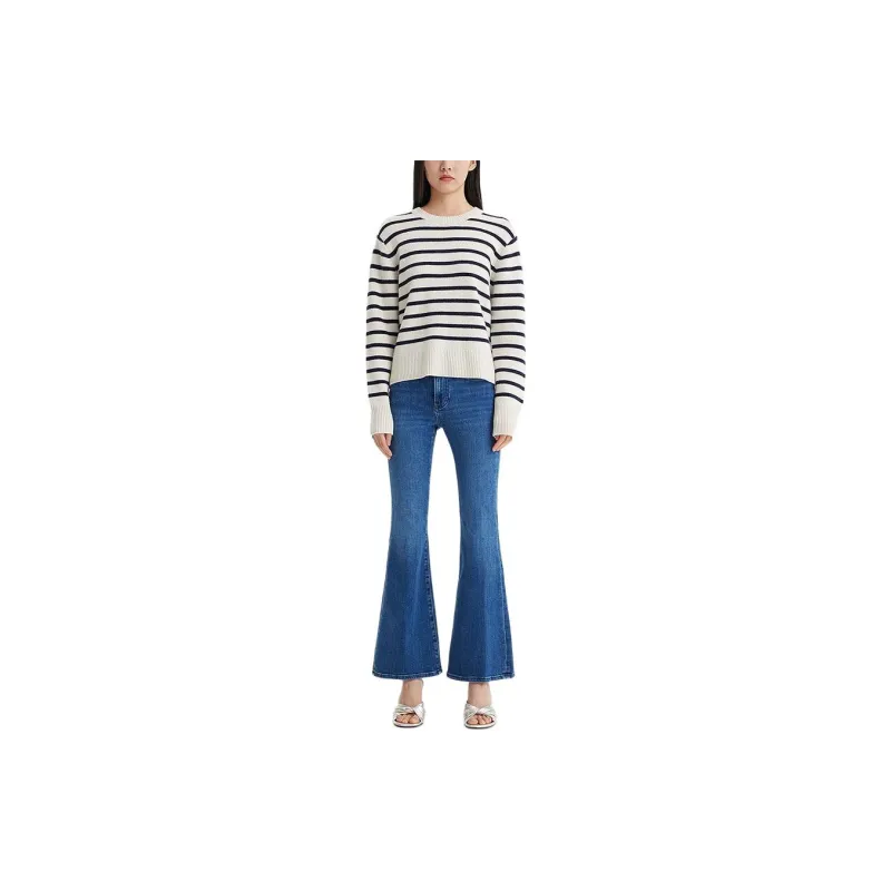 FRAME SS24 Cashmere Sweater Women's White Stripes-2