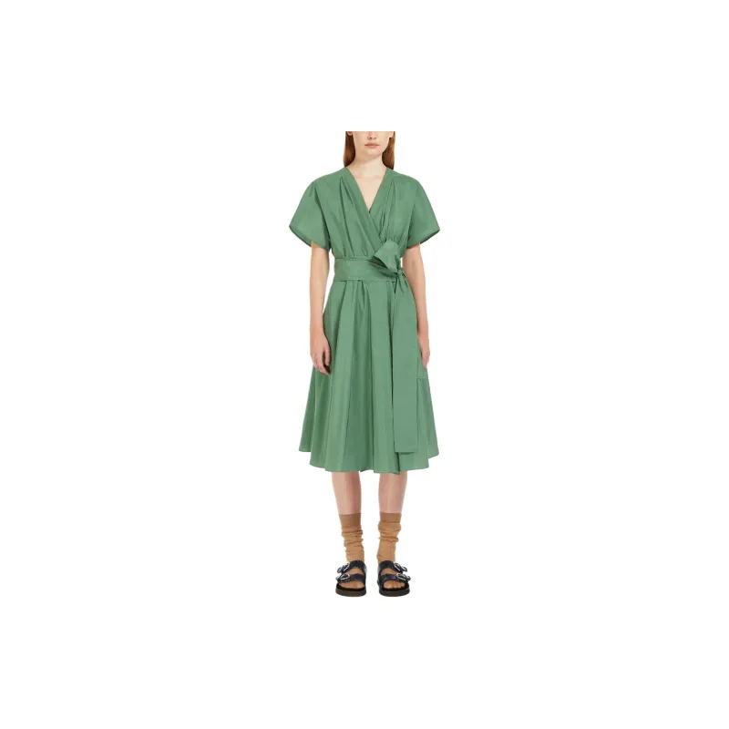 WEEKEND MaxMara Cotton Taffeta Dress Short Sleeved Dresses Women's Green-2