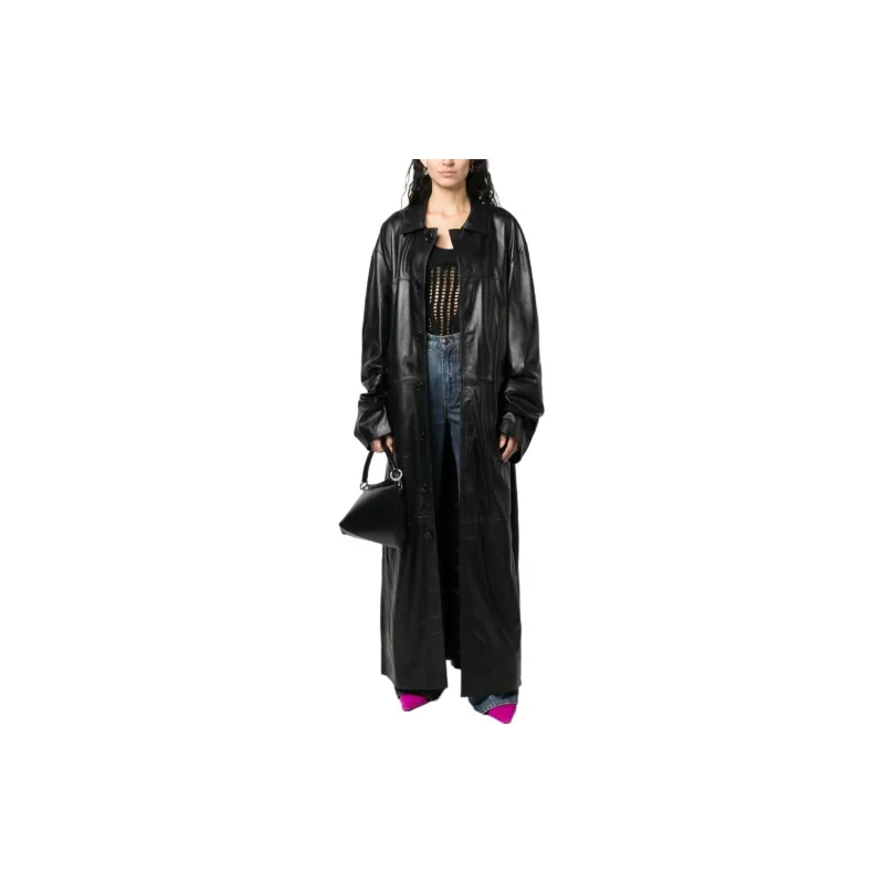 MANOKHI Button-front Leather Coat-1
