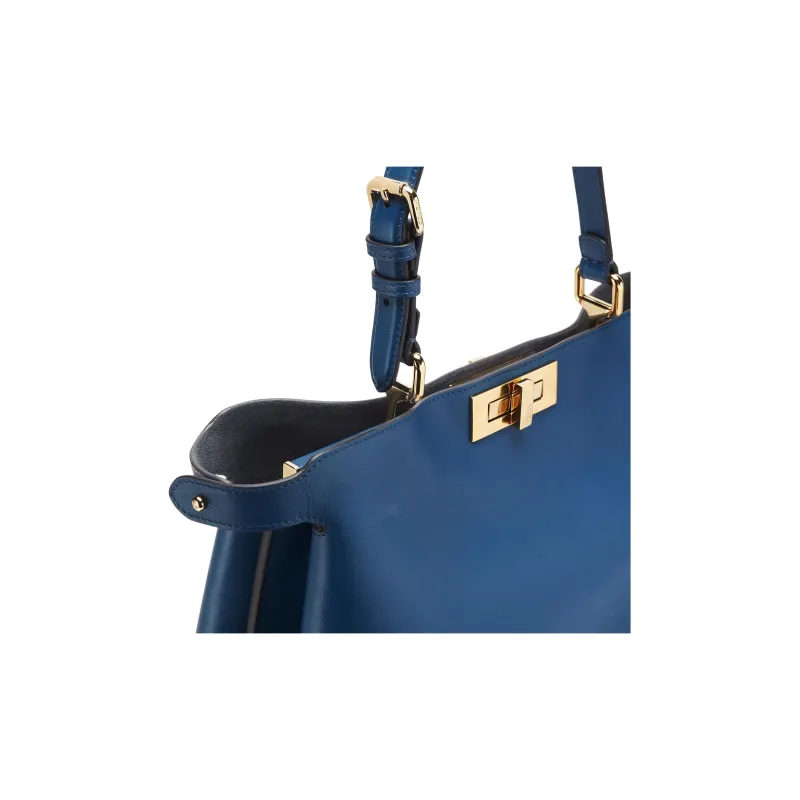 FENDI Peekaboo Calfskin Handbag Large Size Women's Blue-5