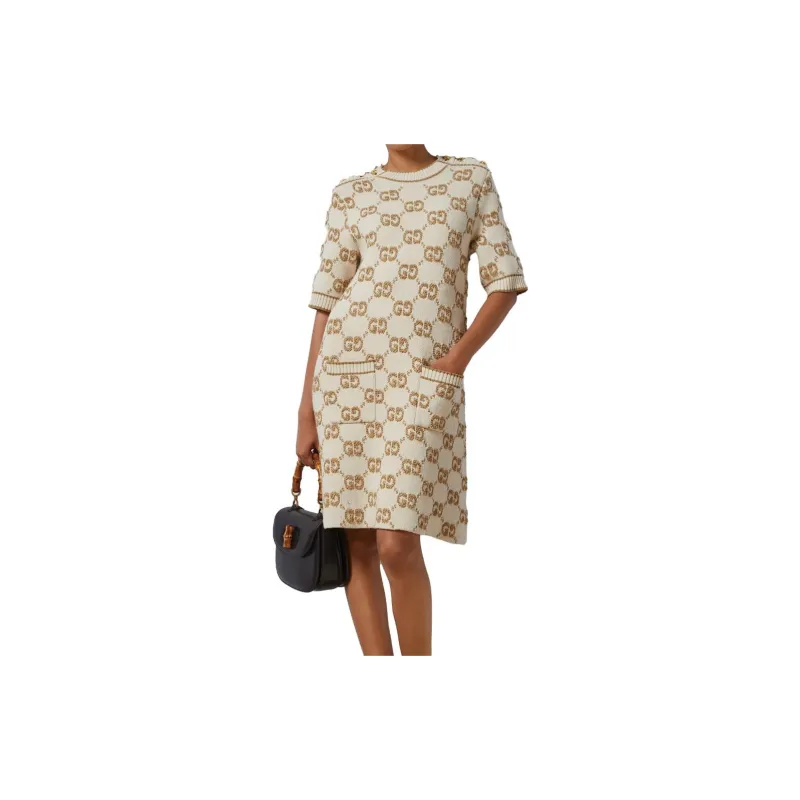 GUCCI Gg Jacquard Wool Dress-1