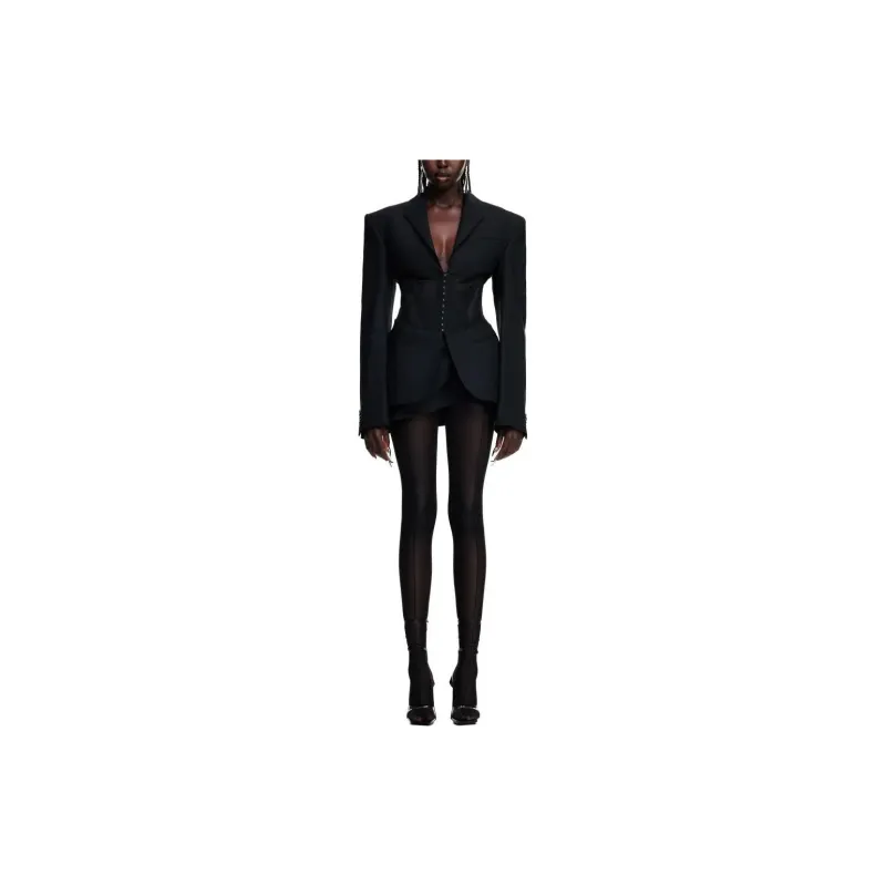 Mugler H&M Corset Style Wool Jacket Black-1