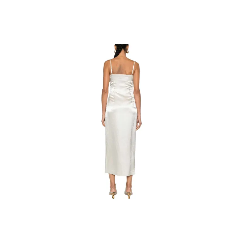 NANUSHKA Ruched detailing Satin Midi Dress-2