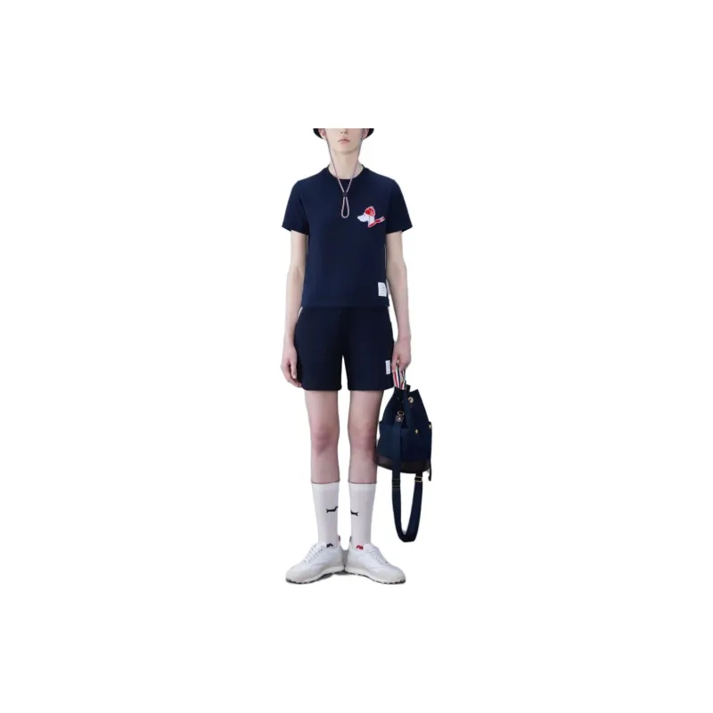 THOM BROWNE Festive Jersey Short Sleeved Button Hector T Shirt-4